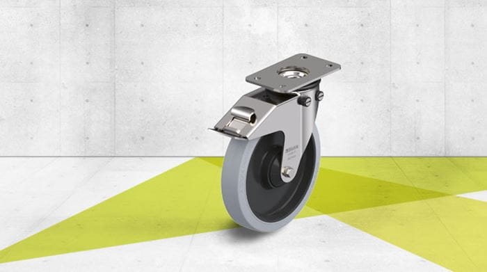 Rueda giratoria de acero inoxidable para aplicaciones de transporte automático